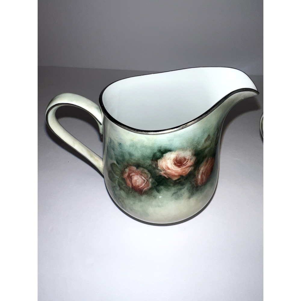 Vintage Sango China Occupied Japan Rose Floral‎ Design Sugar Bowl & Creamer